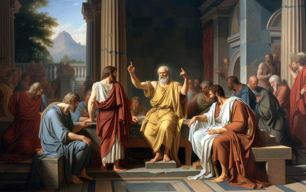 Debate meeting in a classical discussion hall